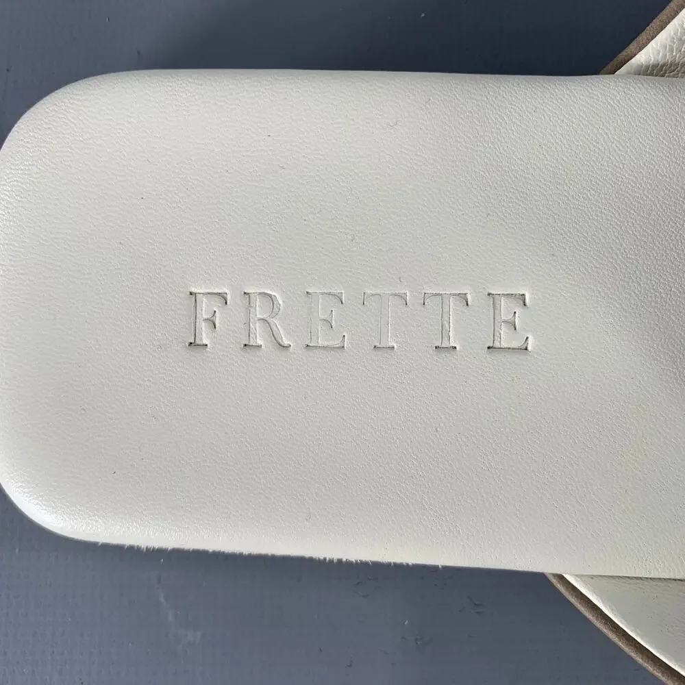 FRETTE Size 9 Grey Taupe Leather Slippers Loafers